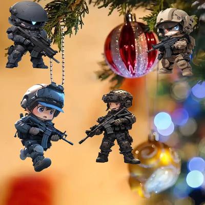 New Christmas Ornament Pendant Acrylic Flat Funny Special Forces Pendant Holiday Gift Pendant Pendant