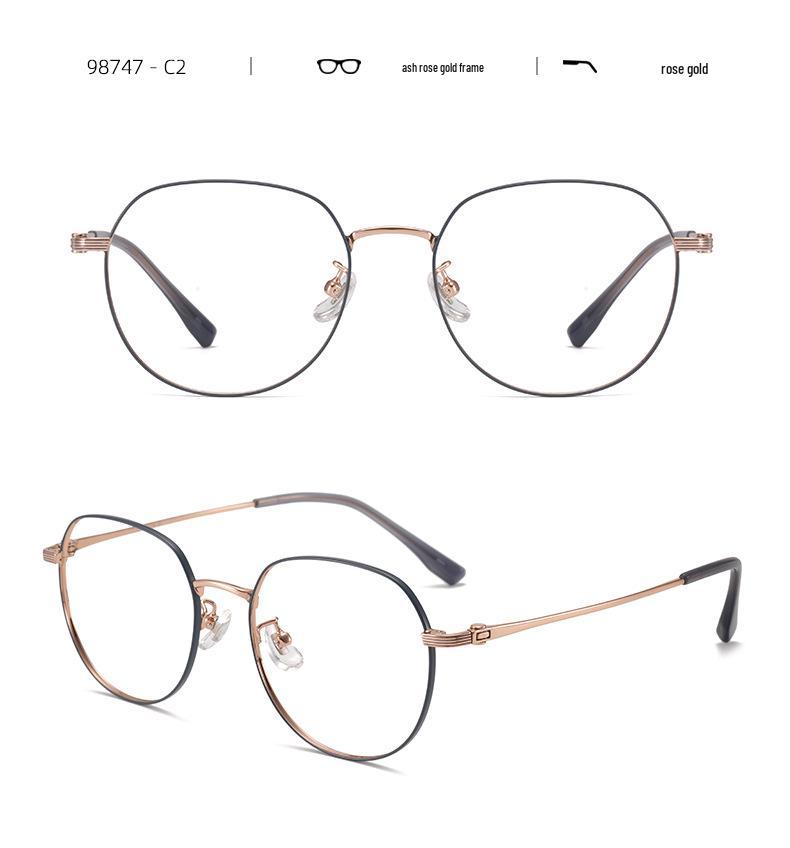 New Women's Slimming Pure Titanium Polygon Eyeglass Frame (53mm) - Fashionable and Versatile 