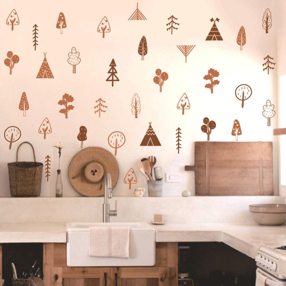 Wall Sticker Retro Small Flower Wall Decals Rainbow Alpaca Sticker