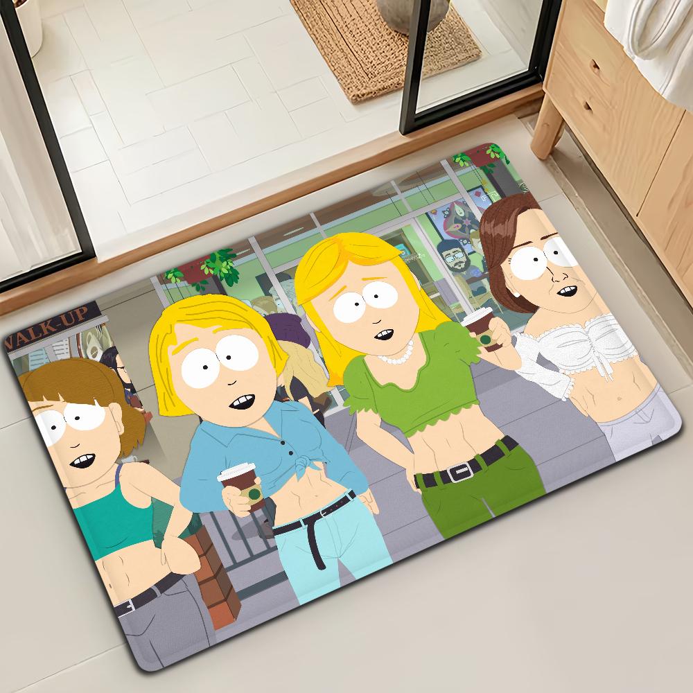 Cartoon S-SOUTH PARK Funny Door Mat Bath Microfiber Decorative Versatile Flannel Floor Mat Quick Dry Absorbent Non-slip Sole