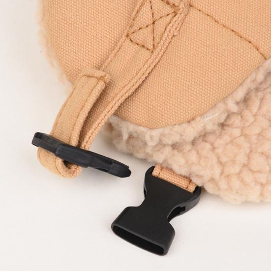 Lei Feng Hat Thickened Inner Lining Solid Color Buckle Closure Versatile Tarp Hat with Ear Protection Daily Clothing