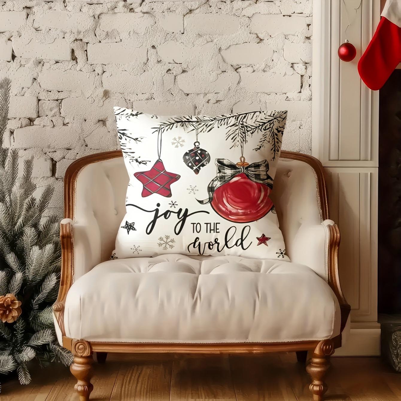 

Festive Christmas Pillow Covers, Reversible Santa Claus & Reindeer Designs - For Sofa, Living Room, Bedroom Decor (No Inserts) 450*450mm