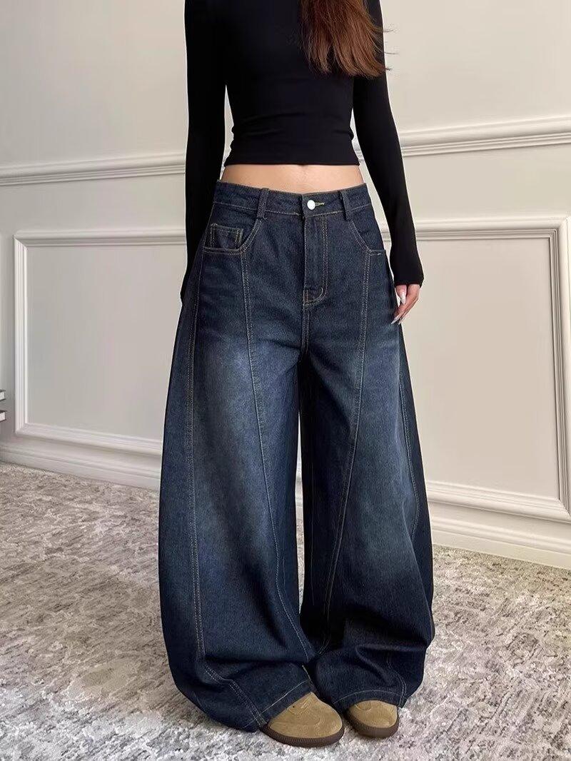 Джинсы клеш JYL для женщин Американский Винтаж Осень Нишевые Свободные Широкие Деним XL амазонка