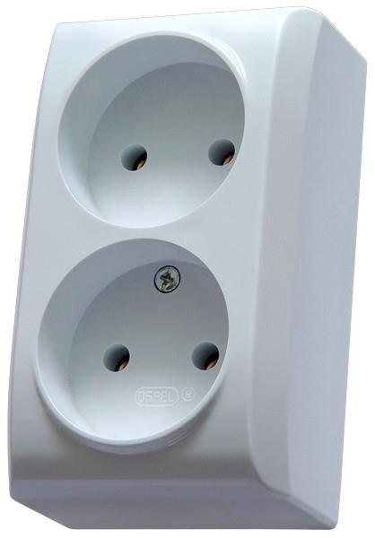 Double Socket, N/T IP20, White BIS