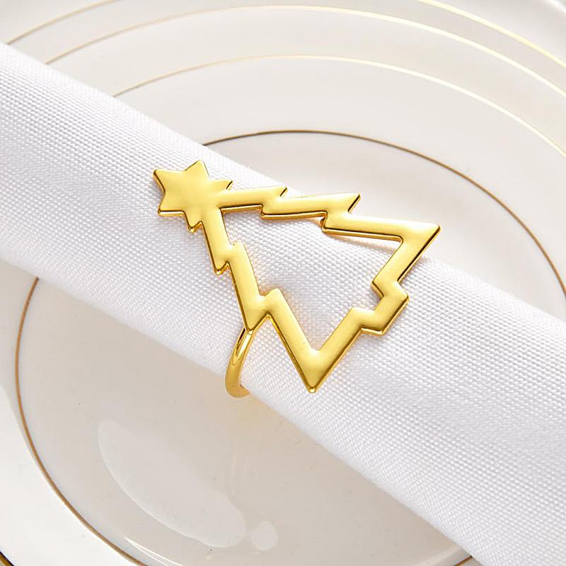 Christmas Napkin Rings 6X Christmas Tree Napkin Buckles Christmas Tree Napkin Ring Holder Buckle For Decor Wedding Banquet золотой