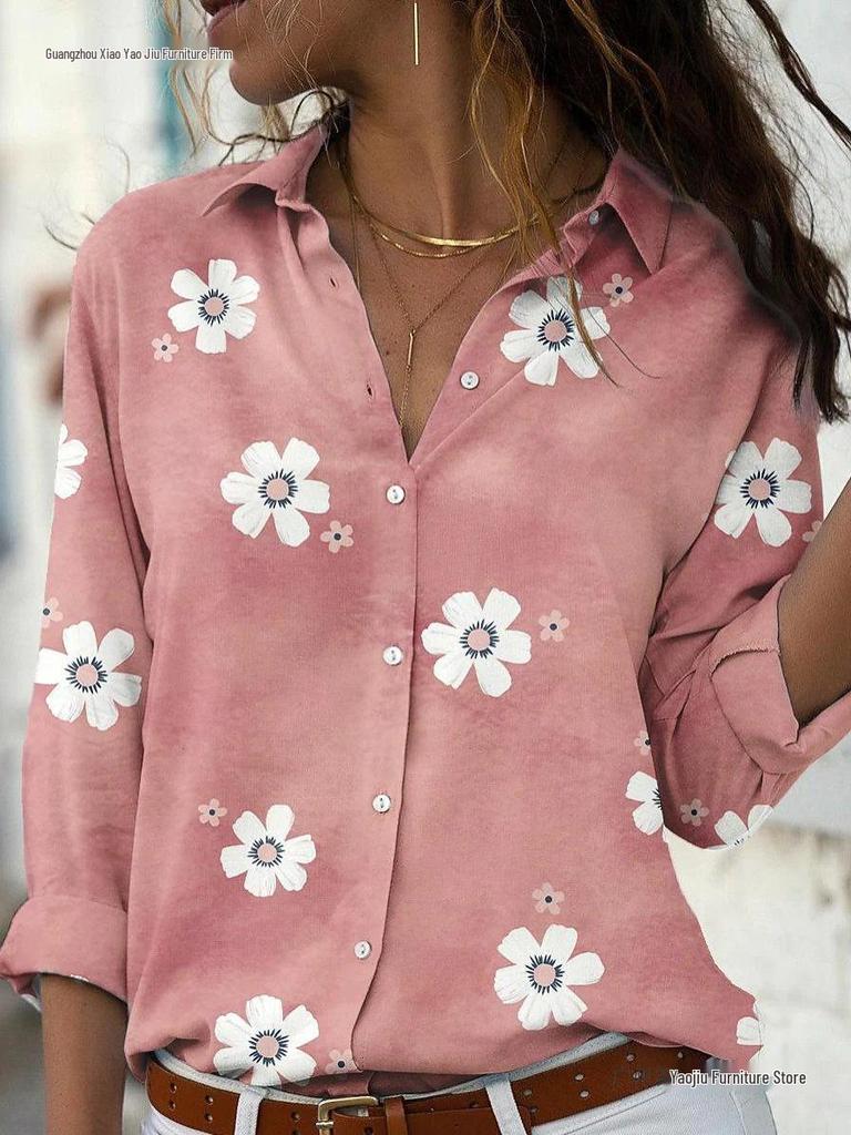 Spring & Summer Women's Long Sleeve Loose Printed Shirt