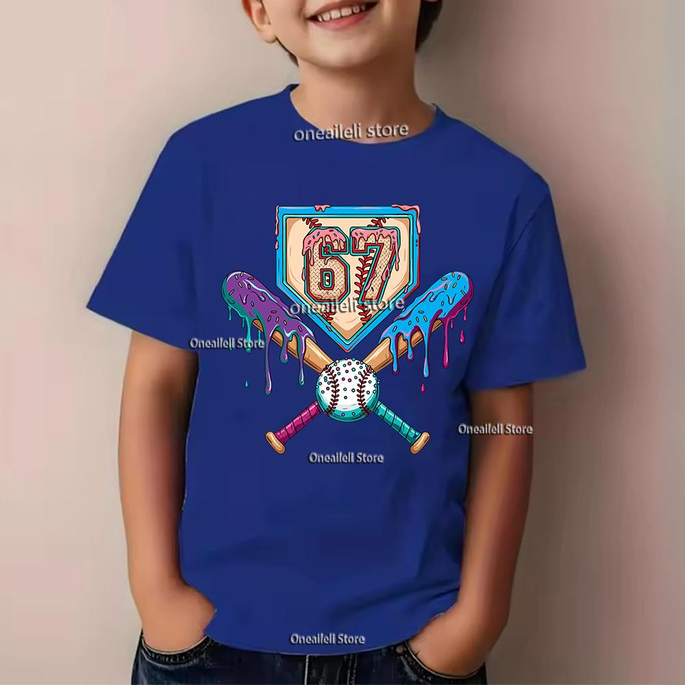 Kids Summer T-shirt Boys Girls Sport Number Print Top Casual Short Sleeve Wear