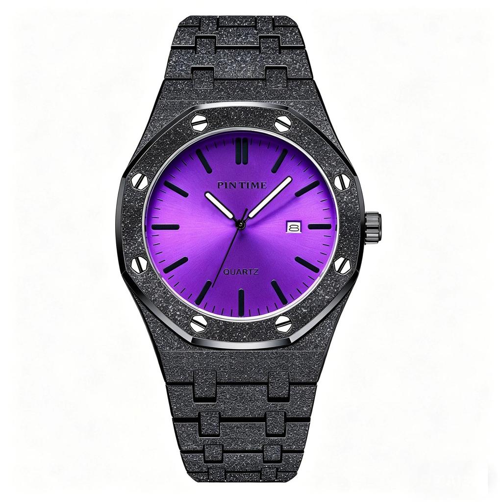 Mens Luminous Waterproof Watch Octagonal Analog Quartz Wrist Watch with Date Display