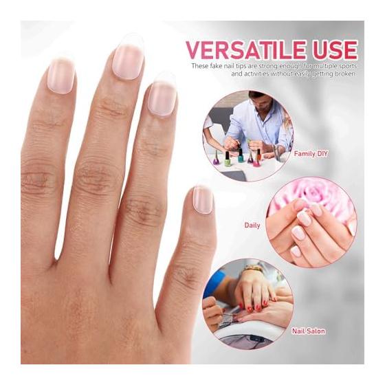 Ifundom Nail Tips, Short Oval, 120 Pieces, Short False Nails, Transparent, Very Short, Clear, For Practice, Art Tips, Full Coverage, False Nails,