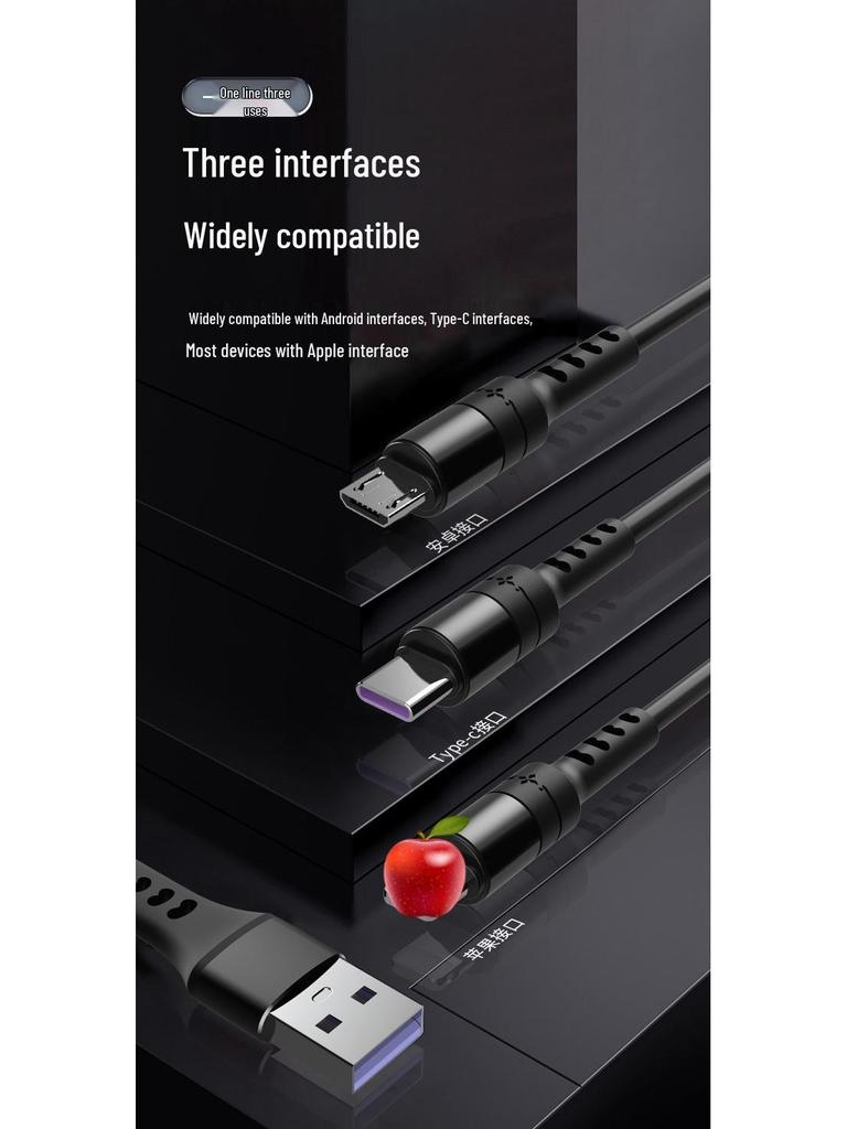 6A Retractable Multi-Device Super Fast Charging Cable with Three Connectors - Customizable Logo Option