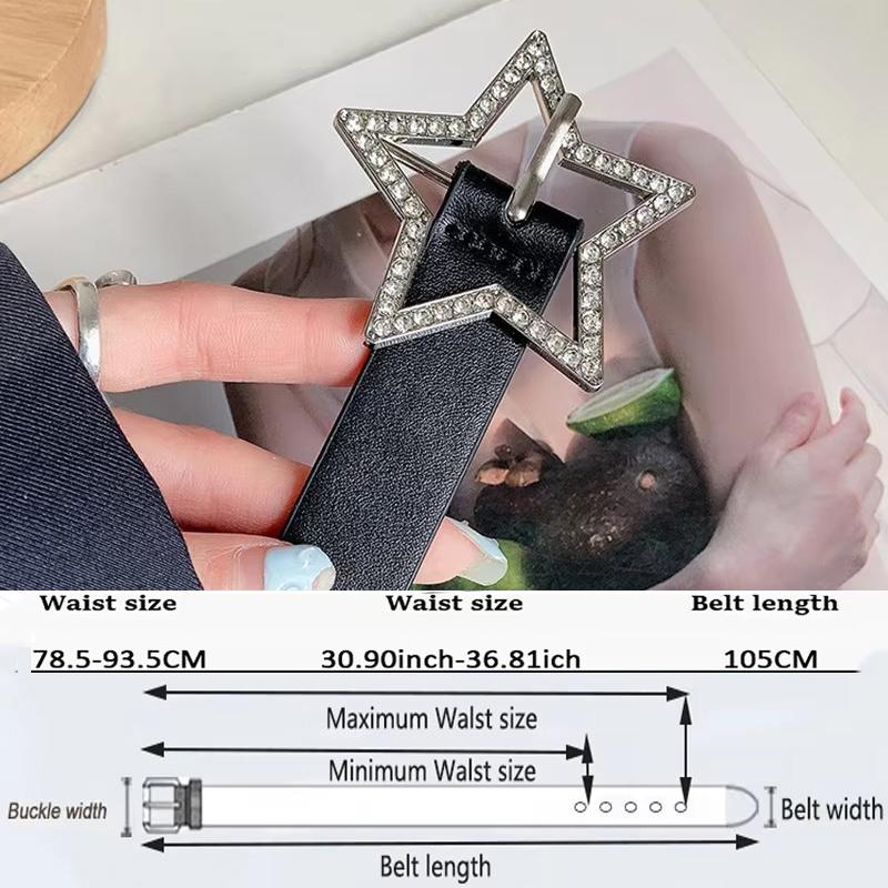 Curea cu strasuri Y2k pentru femei, curea cu cataramă Y2K cu stea, curea la modă pentru blugi, rochie din piele PU, decorațiune roz, talie NV005