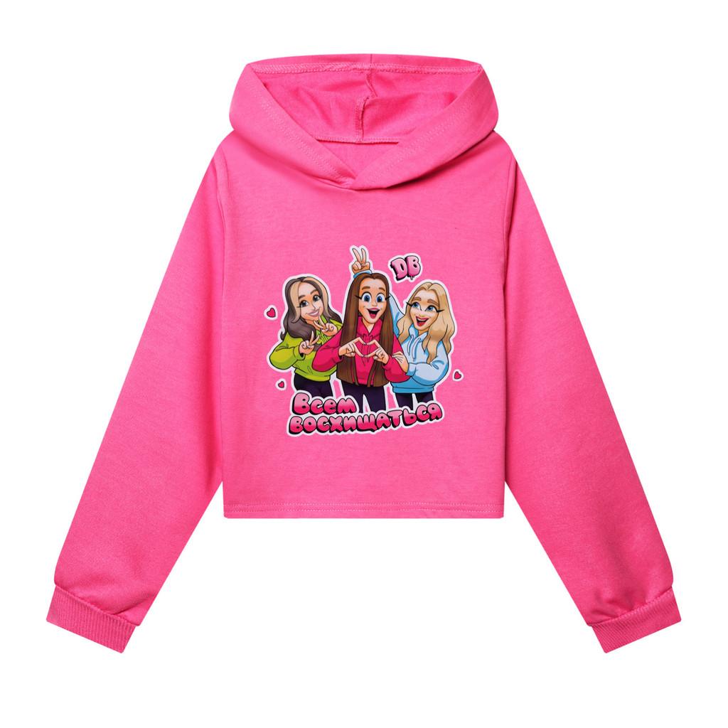 

5639 Kids Girls Double Bubble Cartoon Anime Printed Long Sleeves Hoodies 170cm рожевий червоний колір