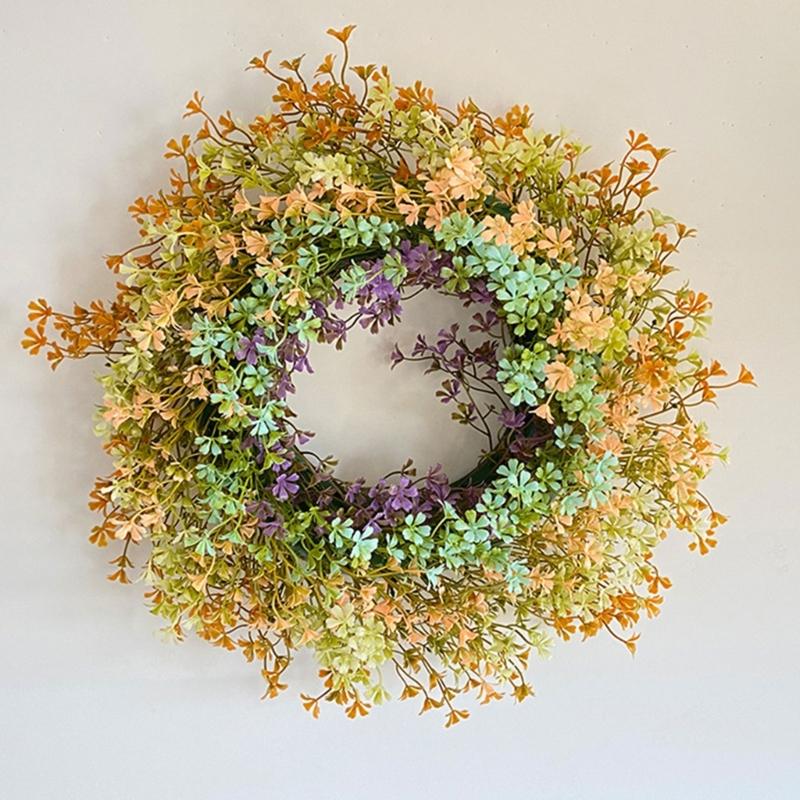 Artificial Wreath for Front Door Spring Decorative Floral Window Hanging Wreath Wall Home Decor for Seaason Decorating
