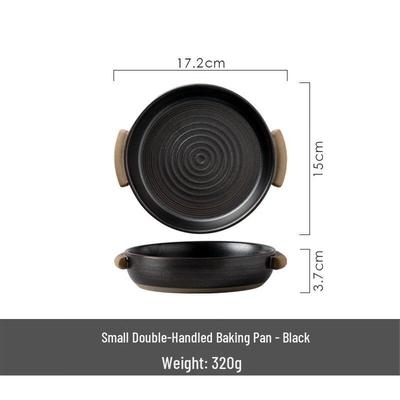 ZISIZ Japanese Retro Ceramic Double-Handle Baking & Soup Dish