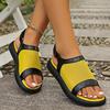 Damen-Patchwork-Netzsandalen Sommer Neu Plateau Klettverschluss Lässig Damen Große Größen Strandsandalen