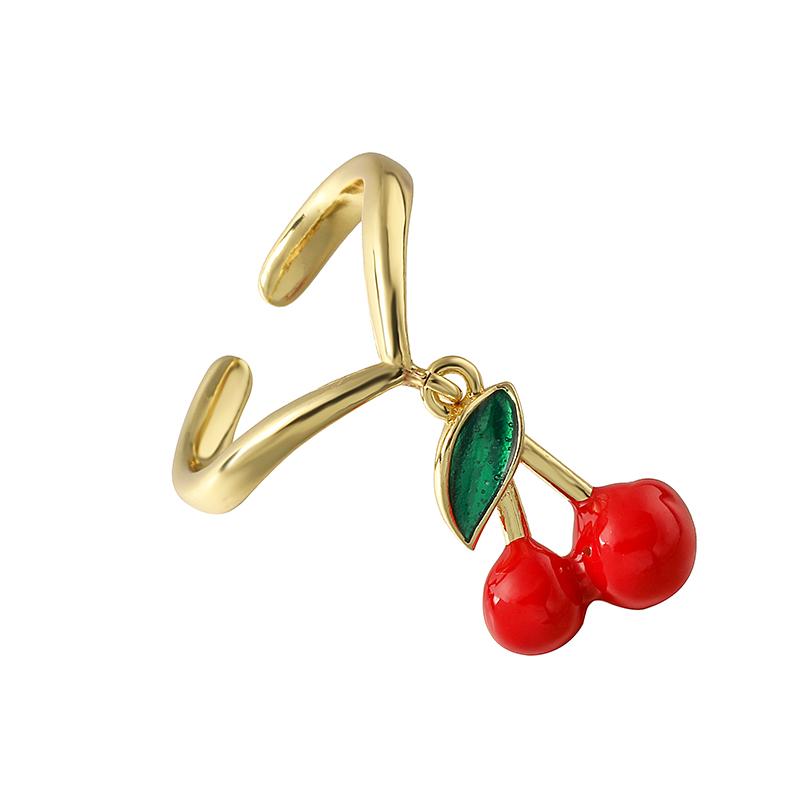 

HECHENG, Enamel Dripping Oil Craft Sweet and Romantic Red Cherry Series Rings, Bracelets, Earrings, Women s Zircon 1 Pcs