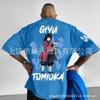 Mens Oversized Anime Graphic Tee Loose Fit Japanese Streetwear Casual T-Shirt
