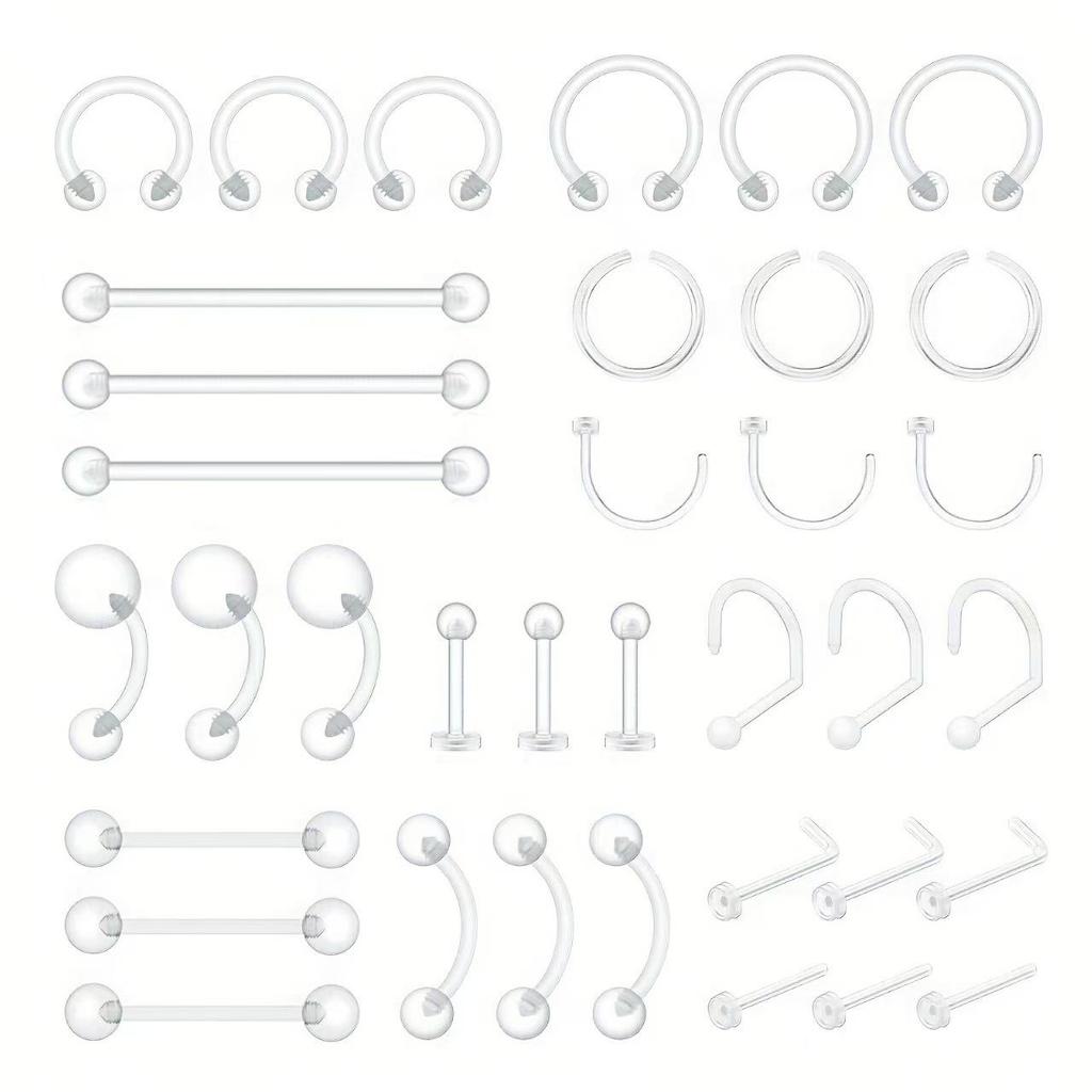 Hot-Selling 24/36-Piece Invisible Piercing Set: Lip, Eyebrow, Navel, and Ear Cartilage Studs