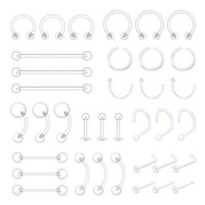 Hot-Selling 24/36-Piece Invisible Piercing Set: Lip, Eyebrow, Navel, and Ear Cartilage Studs