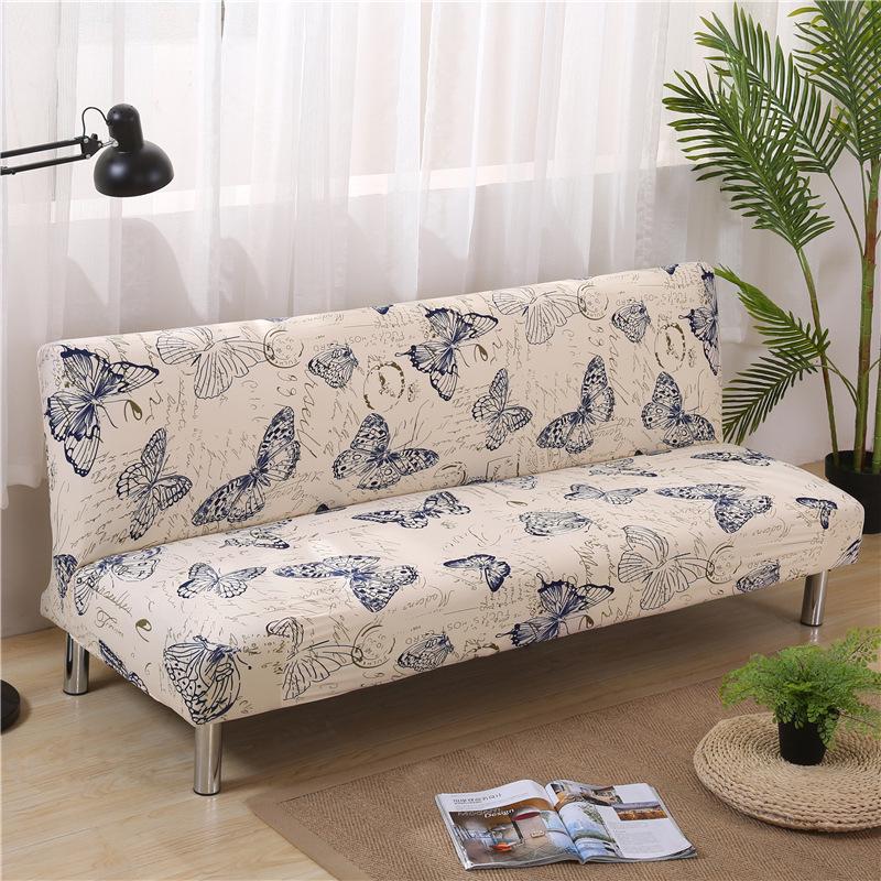 Elastic Non-Slip Printed Sofa Bed Cover Without Armrests