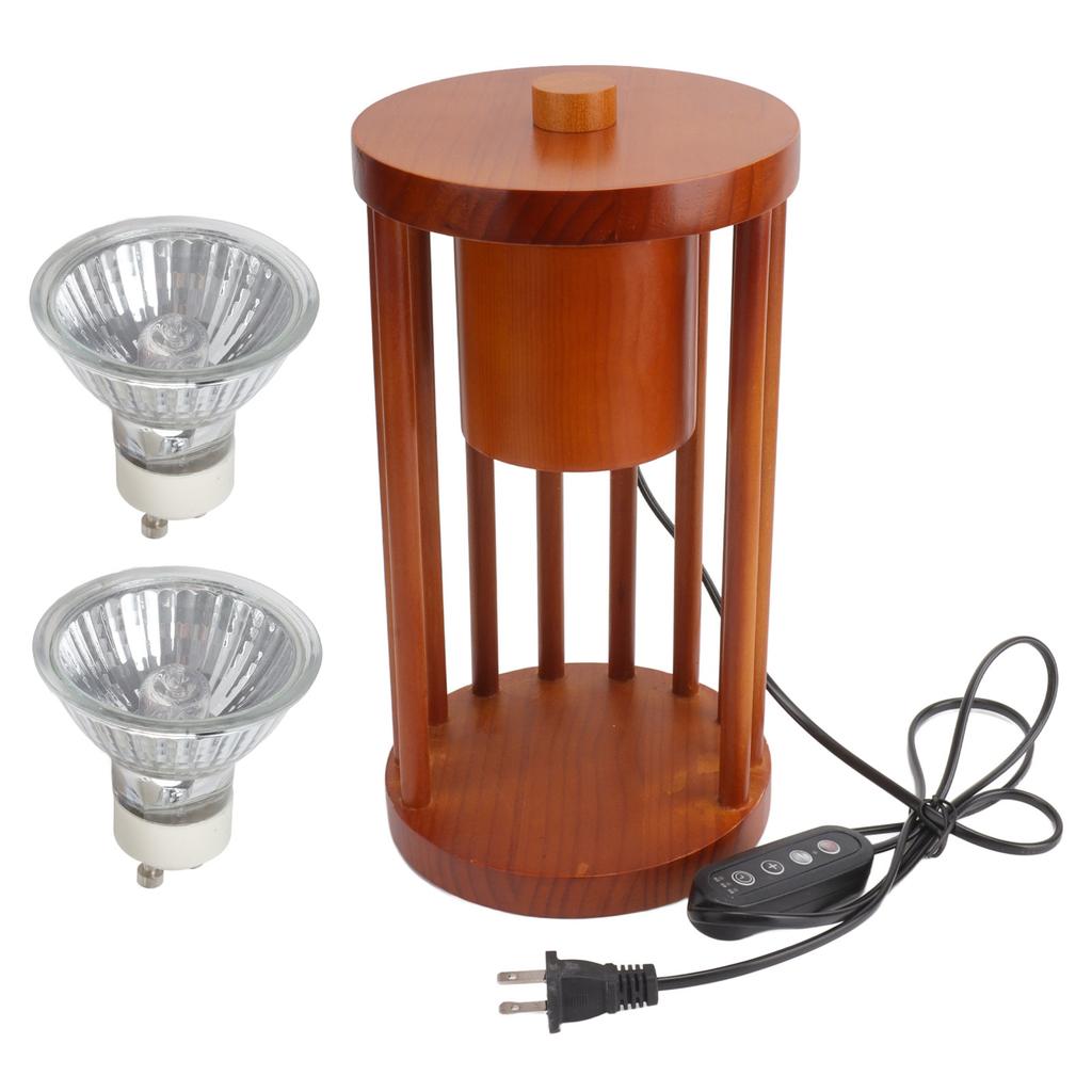 Candle Warmer Lamp Wooden with 2 Bulbs Smokeless Dimmable Timing Bedside Light for Home Decor