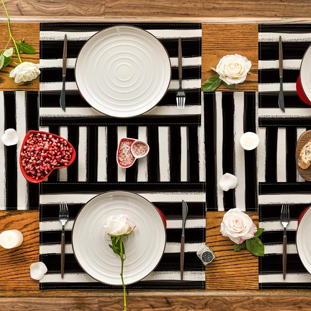 1PC Valentine'S Day Heart Placemats,Stripes Design, Hand Wash Only, for Dining & Kitchen Decor