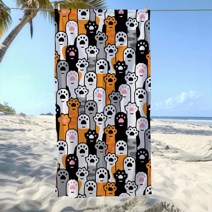 

Cat Dog Cartoon Beach Towel, Quick Dry Soft Absorbent Microfiber Lightweight Durable for Swimming Camping Bathing Gift W40*H60(CM)