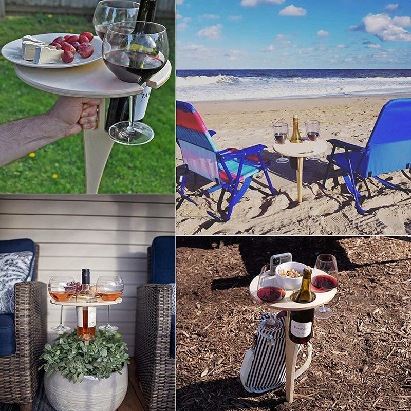 Tragbarer Outdoor Klapp-Weintisch für Strand oder Picknick