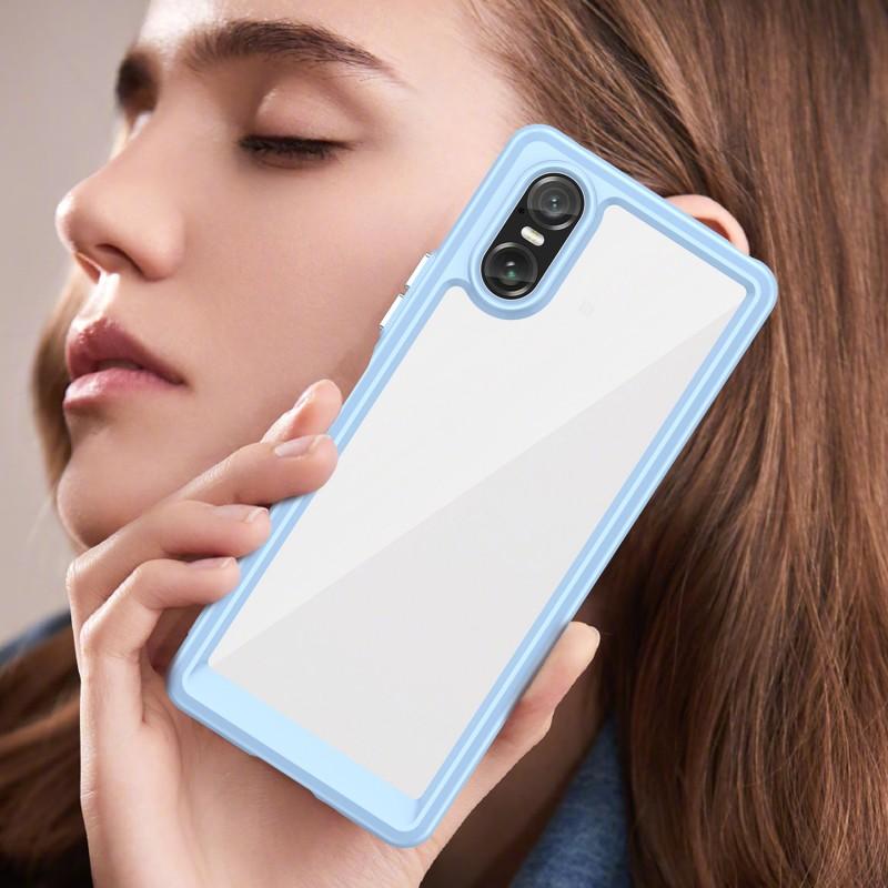 For Sony Xperia 10 VI Phone Case WANLONFENG XC Series TPU Acrylic Cover with Tempered Glass (Big Lens Hole)