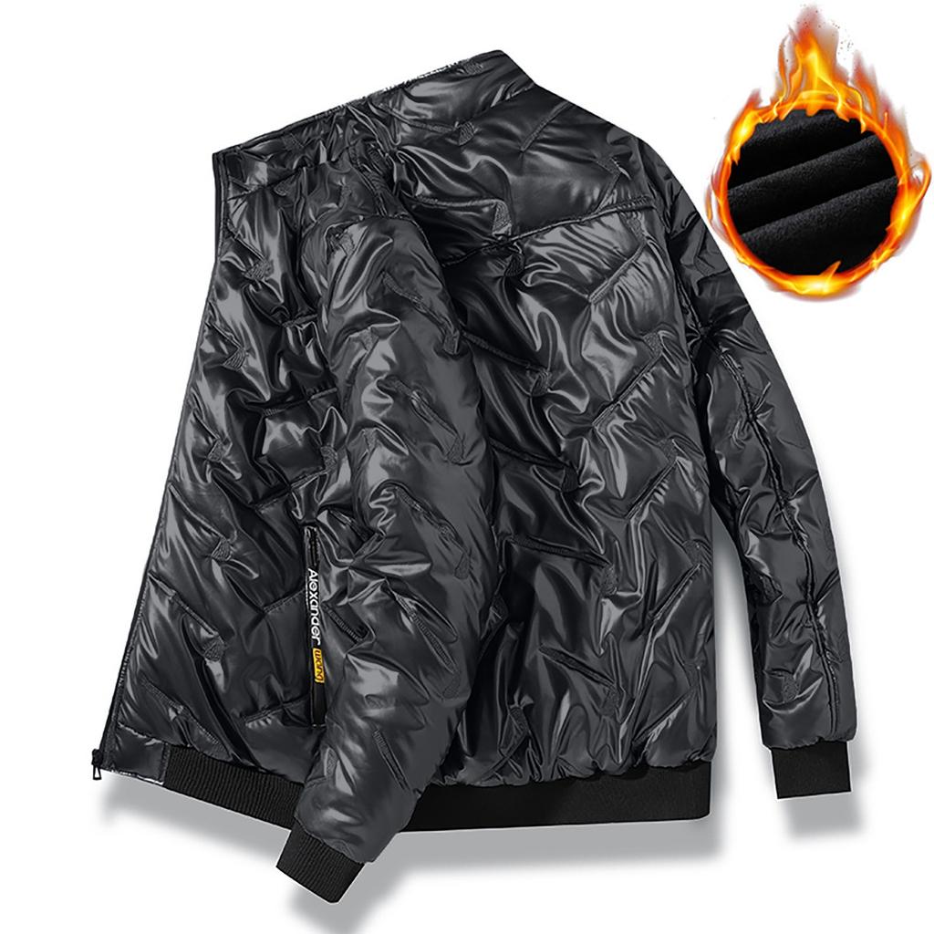 Men's Winter Casual Zipper Pocket Down Jacket Plus Down Thickened Coat Jacket Tops