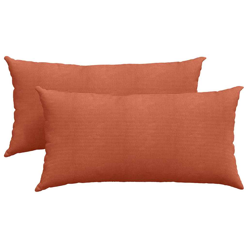 Sofa Cushions 2 Pieces Red Orange 80 x 40 cm Corduroy Fabric