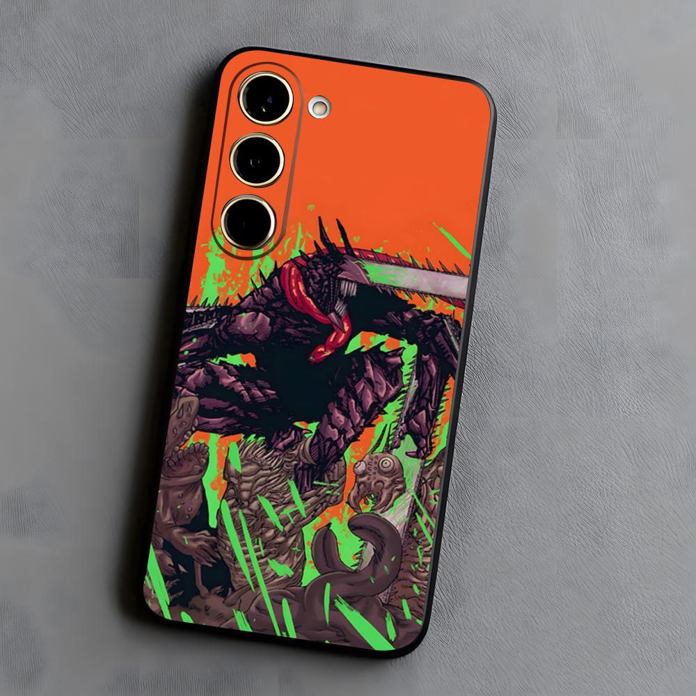 

Anime C-Chainsaw Man Phone Case For Samsung S26 S25 S24 FE S23 S22 S21 Plus S20 Ultra Note20Ultra Black Soft Shell Galaxy S24 Ultra