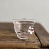Japanese Style Glass Tin Plum Blossom Water Cup Flower Kung Fu Tea Drinking Mug Transparent Teacup