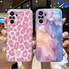 Pink Leopard Print Artistic Marble Camera Protection Phone Case For Xiaomi Redmi Note 10 10S Pro 4G Women Silicone Soft Cover