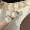 Retro Hong Kong Style Vintage Earrings~ Japanese Exquisite White Shell Fragments Square Gemstone Stud Earrings Women's Earrings Earclips