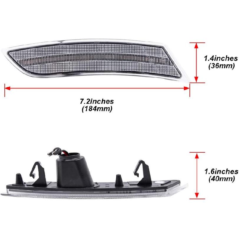LED Front Side Marker Lamps Replacement for Cadillac XTS 2013 2014 2015 2016 2017 Clear Lens Amber LED Turn Singal Lights Kits Replace OEM Sidemarker
