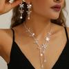 French-Style Earrings and Necklace Set Zirconia Butterfly Tassel Jewelry Sets  for Banquets