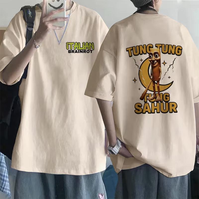 Tralalero Tralala Tung Tung Tung Sahur Bombardiro Crocodilo Tshirt Funny Italian Brainrot Meme Print Summer Men Women Cotton Top