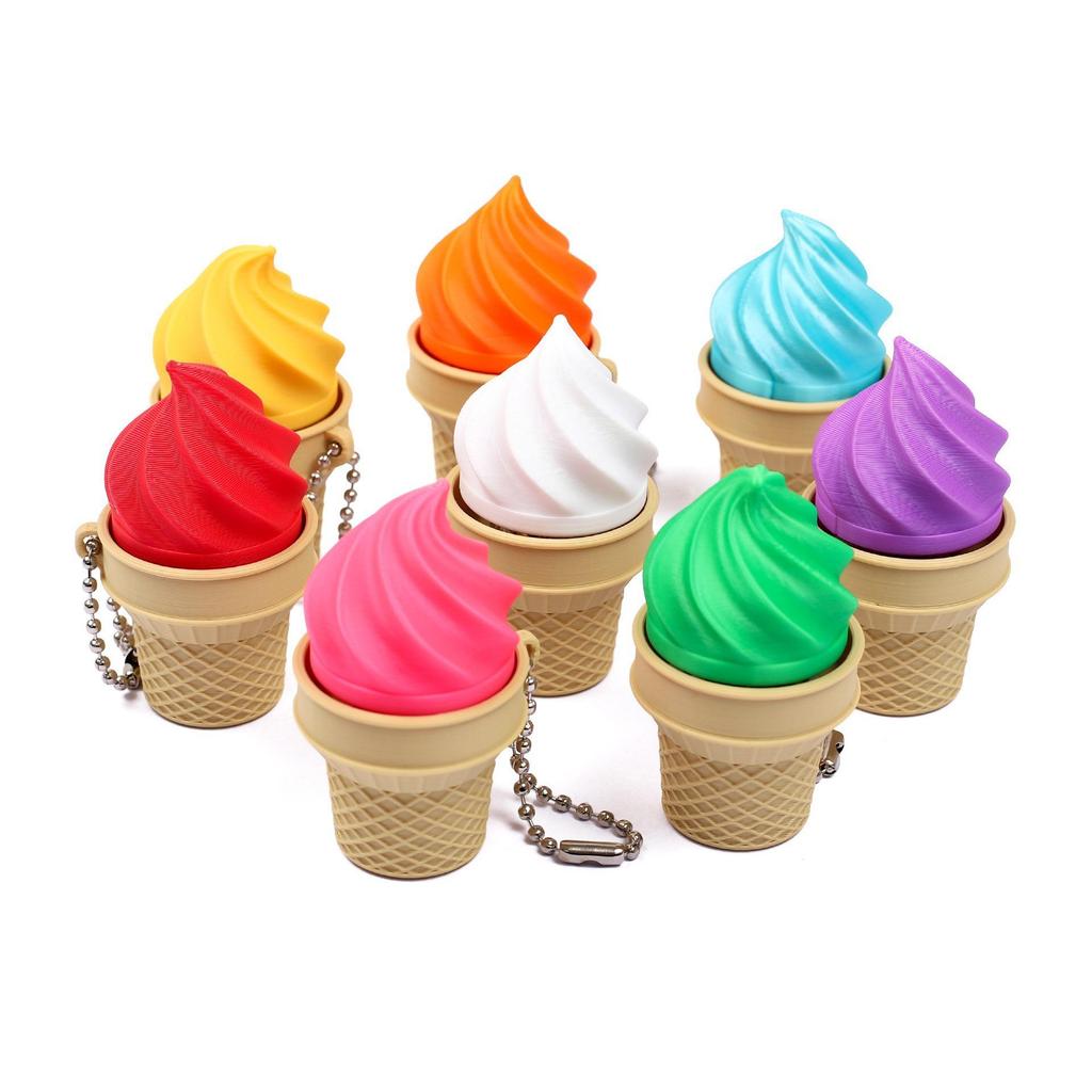 3D Ice Cream Cone Keychain - Stress Relief Toy & Backpack Pendant