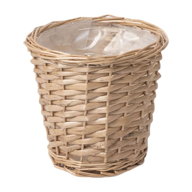 

Decorative Wicker Flower Pots With Woven Design Plastic Liner Great For Indoor Garden and Kitchen Windowsill Decors