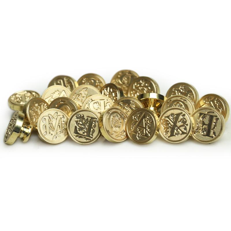 Wax Seal Stamp Head with 26 A-Z Letter Patterns - Retro Copper Design for Envelopes