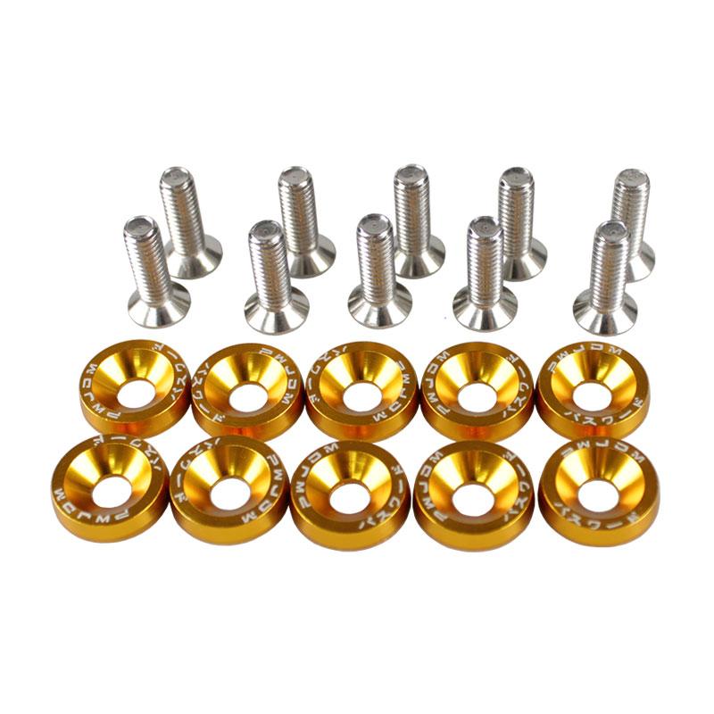 RASTP-Aluminum 10Pcs M6X20 Car Modified Hex Fasteners Fender Washer JDM Bumper Engine Concave Screws For Honda RS-QRF002