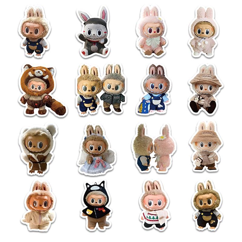 62Pcs Labubu Monster Cartoon Waterproof Stickers Cute Water Bottle Laptop Skateboard Decoration Stickers Creative Dolls Stickers