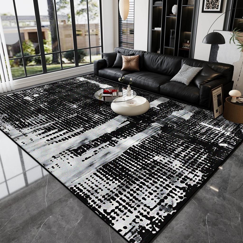 Abstrakte Kunst Teppich Schwarz Weiß Mode Wohnzimmer Große Teppiche Moderne Dekoration Rutschfeste Teppiche Schlafzimmer Leicht zu Reinigen Weiche Matten