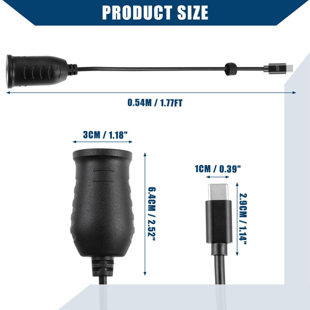 Hihaha 20V Cigarette Lighter Adapter / Car RV USB Type C Female Cigarette Lighter
