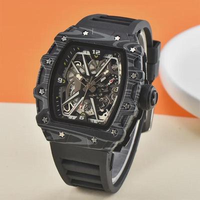 New Men's Large Square Dial Quartz Sports Watch - Waterproof, Luminous