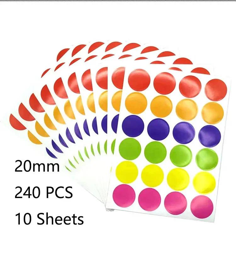 6mm 8mm 10mm 19mm 20mm 40mm Colored Dot Stickers Polka Circle Office Classroom Party Decoration Toys Diary Decoration Sticker
