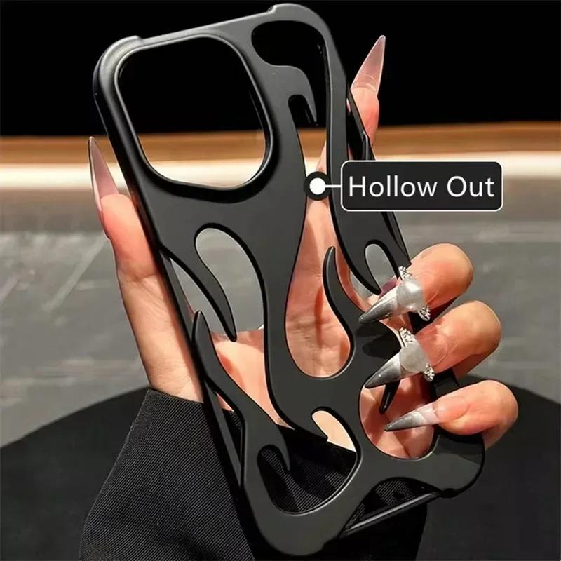 Fashion Matte 3D Hollowed Flame Phone Case For iphone 17 Air 16 Pro Max 15 Plus 14 13 12 11 Electroplated Soft Back Cover capa