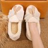 In Autumn and Winter, Women's New Bow-tie Fluffy Shoes with One Foot On Flat-soled Doudou Shoes Wear Thickened and Velvet Warm Cotton Shoes