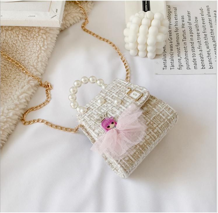 Stylish Mini Girls Crossbody Bag Adorable Pearl Princess Accessory Fashion Design For Kids